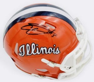 Ca'Lil Valentine autograph, Ca'Lil Valentine signed, Illinois Fighting Illini memorabilia, Big Ten memorabilia, signed mini helmet, Illinois collectible, BAS authenticated, autographed mini helmet, running back autograph, Big Ten football memorabilia, college football memorabilia, Illini collectible, mini helmet display, Illinois football autograph, Doak Walker watch list