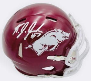KJ Jackson autograph, KJ Jackson signed, Arkansas Razorbacks memorabilia, signed mini helmet, Arkansas collectible, BAS authenticated, autographed mini helmet, quarterback autograph, SEC football memorabilia, college football memorabilia, Razorbacks collectible, mini helmet display, NCAA memorabilia, Arkansas football autograph, Razorbacks quarterback