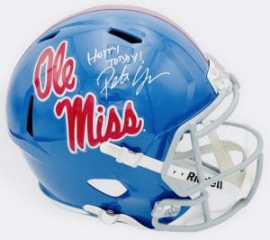 Pete Golding autograph, Pete Golding signed, Ole Miss Rebels memorabilia, signed full size helmet, Ole Miss collectible, BAS authenticated, autographed helmet, head coach autograph, SEC football memorabilia, college football memorabilia, Rebels collectible, replica helmet autograph, Ole Miss head coach, full size helmet display, CFP memorabilia