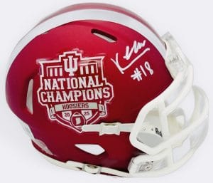 Kellan Wyatt autograph, Kellan Wyatt signed, Indiana Hoosiers memorabilia, national champion memorabilia, signed mini helmet, Indiana collectible, BAS authenticated, autographed mini helmet, defensive lineman autograph, Big Ten football memorabilia, college football memorabilia, Hoosiers collectible, mini helmet display, national championship autograph, Indiana football autograph