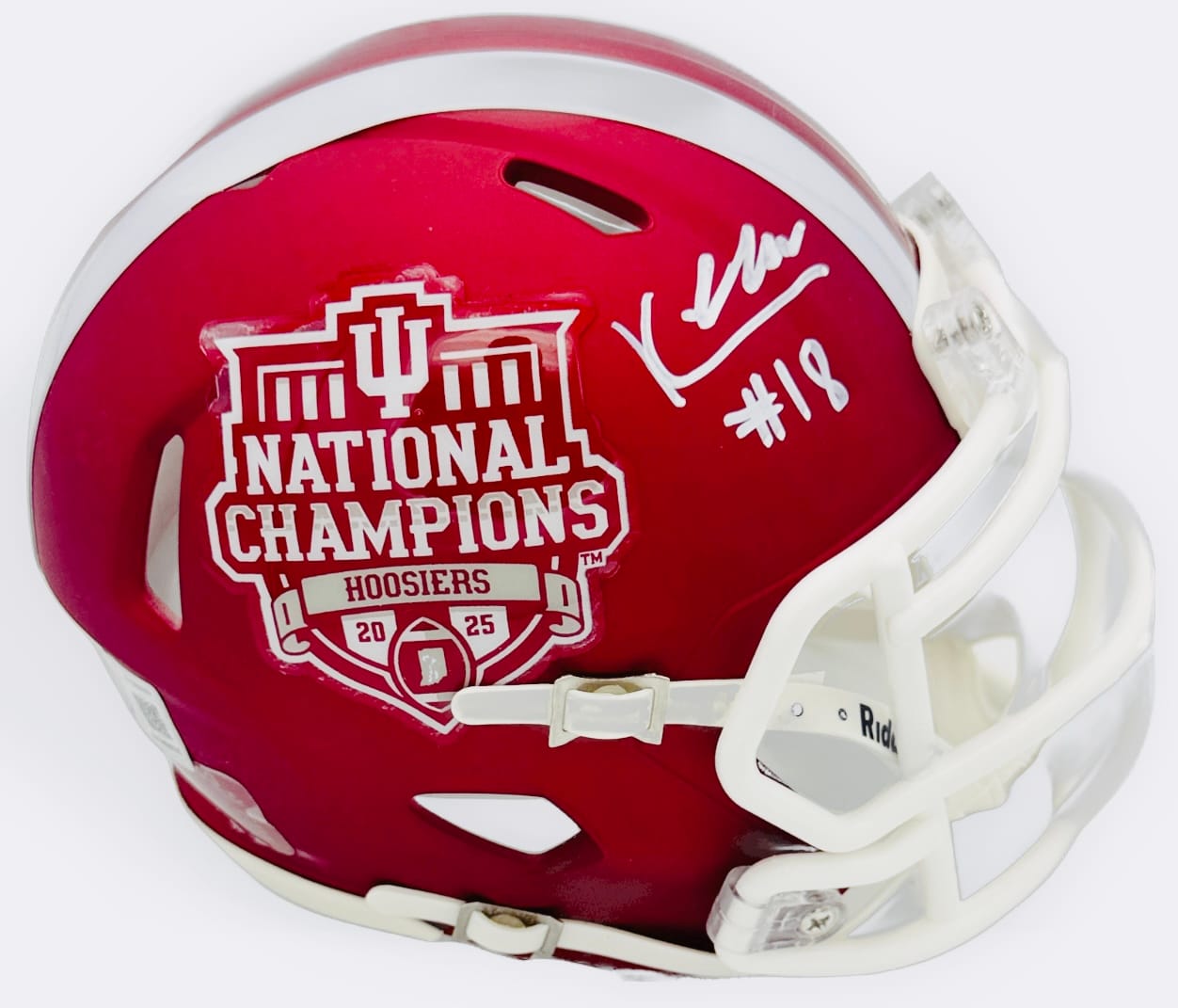 Kellan Wyatt autograph, Kellan Wyatt signed, Indiana Hoosiers memorabilia, national champion memorabilia, signed mini helmet, Indiana collectible, BAS authenticated, autographed mini helmet, defensive lineman autograph, Big Ten football memorabilia, college football memorabilia, Hoosiers collectible, mini helmet display, national championship autograph, Indiana football autograph