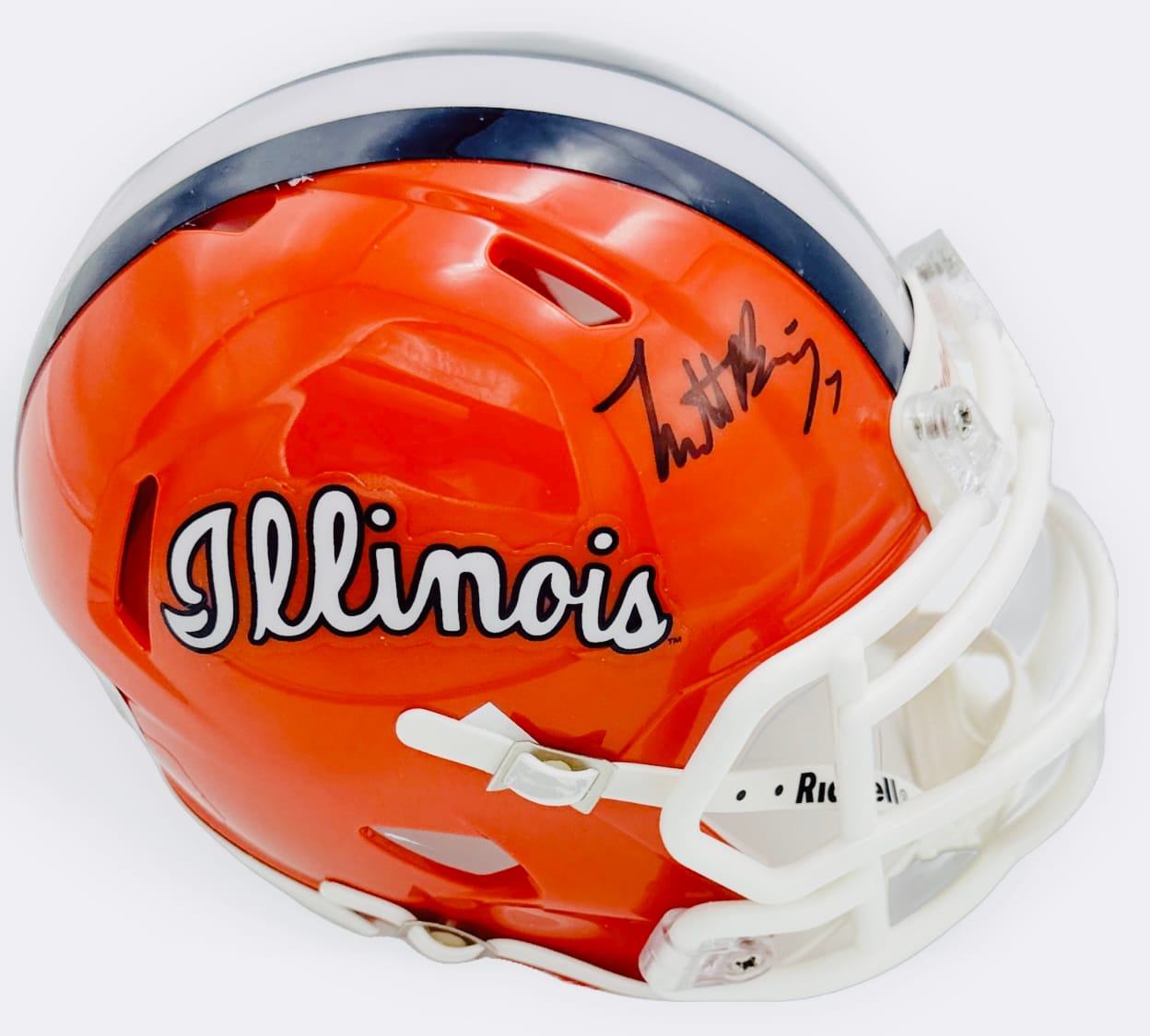 Matthew Bailey autograph, Matthew Bailey signed, Illinois Fighting Illini memorabilia, Big Ten memorabilia, signed mini helmet, Illinois collectible, BAS authenticated, autographed mini helmet, safety autograph, Big Ten football memorabilia, college football memorabilia, Illini collectible, mini helmet display, Illinois football autograph, All-Big Ten defensive back