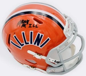 Alex Perry autograph, Alex Perry signed, Illinois Fighting Illini memorabilia, Big Ten memorabilia, signed mini helmet, Illinois collectible, BAS authenticated, autographed mini helmet, wide receiver autograph, Big Ten football memorabilia, college football memorabilia, Illini collectible, mini helmet display, Illinois football autograph, transfer wide receiver