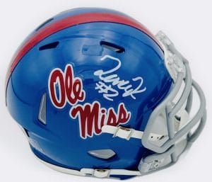 Deuce Knight autograph, Deuce Knight signed, Ole Miss Rebels memorabilia, signed mini helmet, Ole Miss collectible, BAS authenticated, autographed mini helmet, quarterback autograph, SEC football memorabilia, college football memorabilia, Rebels collectible, mini helmet display, five-star recruit autograph, Ole Miss football autograph, Rebels quarterback