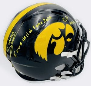 Sedrick Shaw autograph, Sedrick Shaw signed, Iowa Hawkeyes memorabilia, signed full size helmet, Iowa collectible, BAS authenticated, replica helmet autograph, Iowa football memorabilia, Big Ten football memorabilia, college football memorabilia, Hawkeyes collectible, Iowa all-time rusher, running back autograph, full size helmet display, Iowa Hall of Fame autograph
