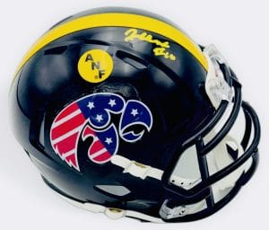 Jeremy Hecklinski autograph, Jeremy Hecklinski signed, Iowa Hawkeyes memorabilia, ANF mini helmet, America Needs Farmers helmet, Stars and Stripes helmet, signed mini helmet, BAS authenticated, quarterback autograph, Big Ten football memorabilia, college football memorabilia, Hawkeyes collectible, patriotic helmet display, mini helmet collectible, Iowa football autograph
