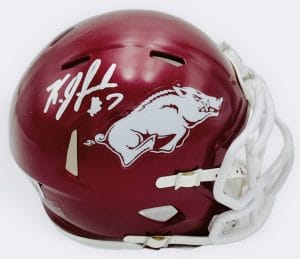KJ Jackson autograph, KJ Jackson signed, Arkansas Razorbacks memorabilia, signed mini helmet, Arkansas collectible, BAS authenticated, autographed mini helmet, quarterback autograph, SEC football memorabilia, college football memorabilia, Razorbacks collectible, mini helmet display, NCAA memorabilia, Arkansas football autograph, Razorbacks quarterback