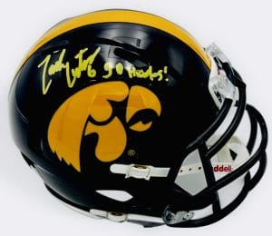Zach Lutmer autograph, Zach Lutmer signed, Iowa Hawkeyes memorabilia, signed mini helmet, Iowa collectible, BAS authenticated, autographed mini helmet, defensive back autograph, Big Ten football memorabilia, college football memorabilia, Hawkeyes collectible, mini helmet display, NCAA memorabilia, Iowa football autograph, All-Big Ten defensive back