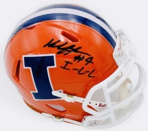 Katin Houser autograph, Katin Houser signed, Illinois Fighting Illini memorabilia, Big Ten memorabilia, signed mini helmet, Illinois collectible, BAS authenticated, autographed mini helmet, quarterback autograph, Big Ten football memorabilia, college football memorabilia, Illini collectible, mini helmet display, Illinois football autograph, Fighting Illini quarterback
