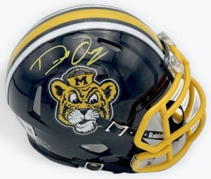 Donovan Olugbode autograph, Donovan Olugbode signed, Missouri Tigers memorabilia, Mizzou memorabilia, signed mini helmet, Missouri collectible, BAS authenticated, autographed mini helmet, wide receiver autograph, SEC football memorabilia, college football memorabilia, Mizzou collectible, mini helmet display, NCAA memorabilia, Missouri football autograph
