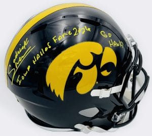 Sedrick Shaw autograph, Sedrick Shaw signed, Iowa Hawkeyes memorabilia, signed full size helmet, Iowa collectible, BAS authenticated, replica helmet autograph, Iowa football memorabilia, Big Ten football memorabilia, college football memorabilia, Hawkeyes collectible, Iowa all-time rusher, running back autograph, full size helmet display, Iowa Hall of Fame autograph