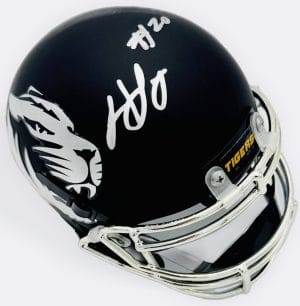 Henry Josey autograph, Henry Josey signed, Missouri Tigers memorabilia, Mizzou memorabilia, signed chrome mini helmet, Missouri collectible, BAS authenticated, autographed mini helmet, running back autograph, SEC football memorabilia, college football memorabilia, Mizzou collectible, chrome helmet display, All-Big 12 autograph, Missouri football autograph