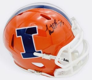 Matthew Bailey autograph, Matthew Bailey signed, Illinois Fighting Illini memorabilia, Big Ten memorabilia, signed mini helmet, Illinois collectible, BAS authenticated, autographed mini helmet, safety autograph, Big Ten football memorabilia, college football memorabilia, Illini collectible, mini helmet display, Illinois football autograph, All-Big Ten defensive back