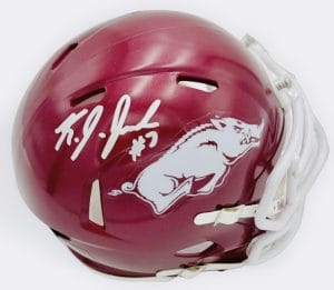 KJ Jackson autograph, KJ Jackson signed, Arkansas Razorbacks memorabilia, signed mini helmet, Arkansas collectible, BAS authenticated, autographed mini helmet, quarterback autograph, SEC football memorabilia, college football memorabilia, Razorbacks collectible, mini helmet display, NCAA memorabilia, Arkansas football autograph, Razorbacks quarterback