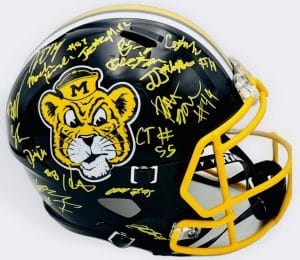 Missouri Tigers team signed helmet, Donovan Olugbode autograph, Cayden Lee autograph, 2026 Missouri Tigers memorabilia, SEC football memorabilia, 2026 team signed helmet, BAS authenticated, Mizzou team collectible, college football memorabilia, Eli Drinkwitz autograph, Jamal Roberts autograph, football memorabilia, Missouri football autograph, Tigers roster autograph, Matt Zollers autograph