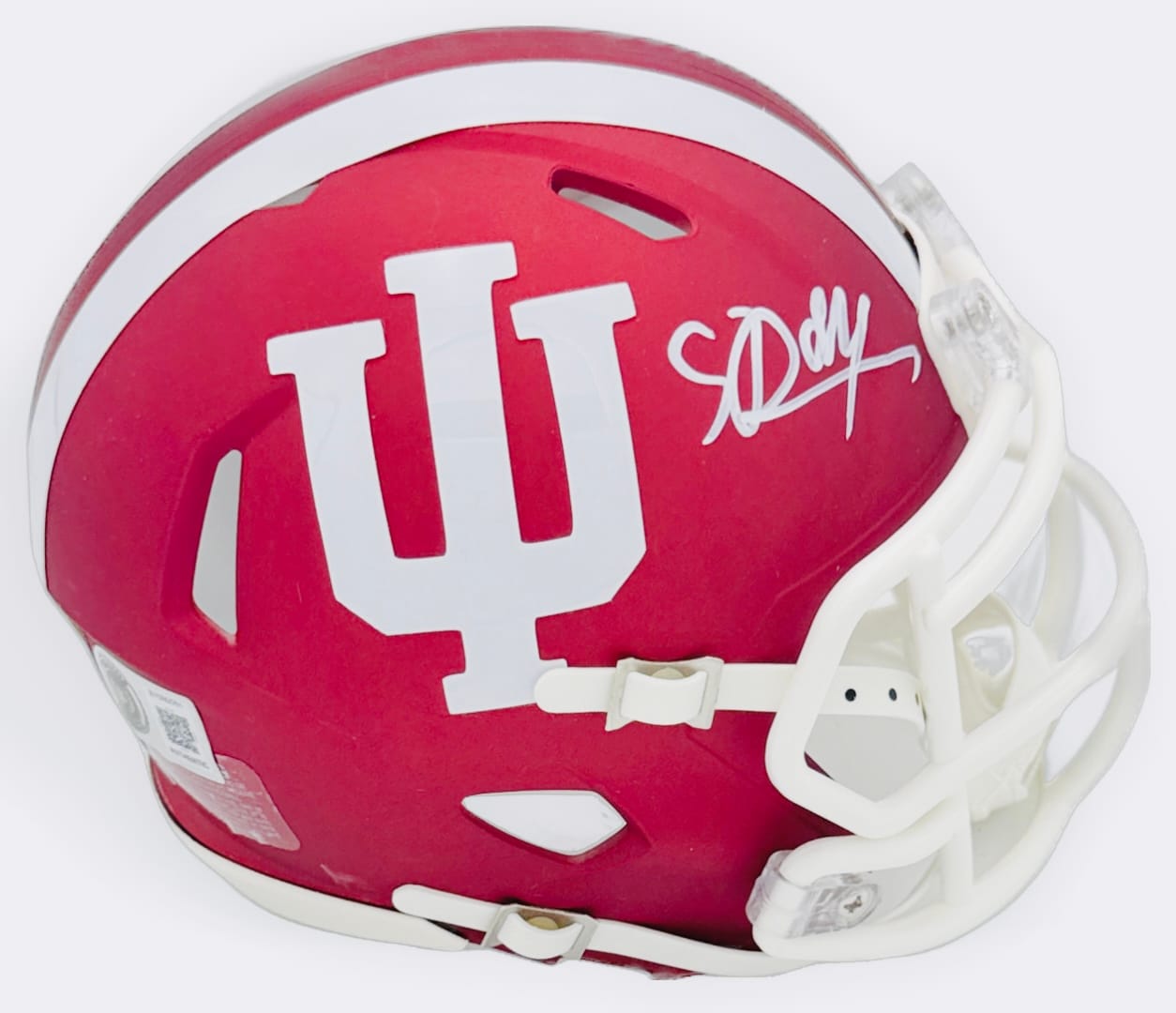 Stephen Daley autograph, Stephen Daley signed, Indiana Hoosiers memorabilia, signed mini helmet, Indiana collectible, BAS authenticated, autographed mini helmet, defensive lineman autograph, Big Ten football memorabilia, college football memorabilia, Hoosiers collectible, mini helmet display, All-America autograph, Indiana football autograph, national champion autograph