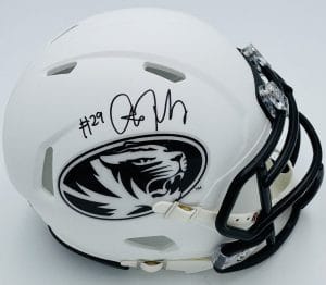 Ahmad Hardy autograph, Ahmad Hardy signed, Missouri Tigers memorabilia, Mizzou memorabilia, signed mini helmet, Missouri collectible, BAS authenticated, autographed mini helmet, running back autograph, SEC football memorabilia, college football memorabilia, Mizzou collectible, mini helmet display, NCAA memorabilia, Missouri football autograph