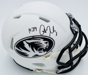 Ahmad Hardy autograph, Ahmad Hardy signed, Missouri Tigers memorabilia, Mizzou memorabilia, signed mini helmet, Missouri collectible, BAS authenticated, autographed mini helmet, running back autograph, SEC football memorabilia, college football memorabilia, Mizzou collectible, mini helmet display, NCAA memorabilia, Missouri football autograph