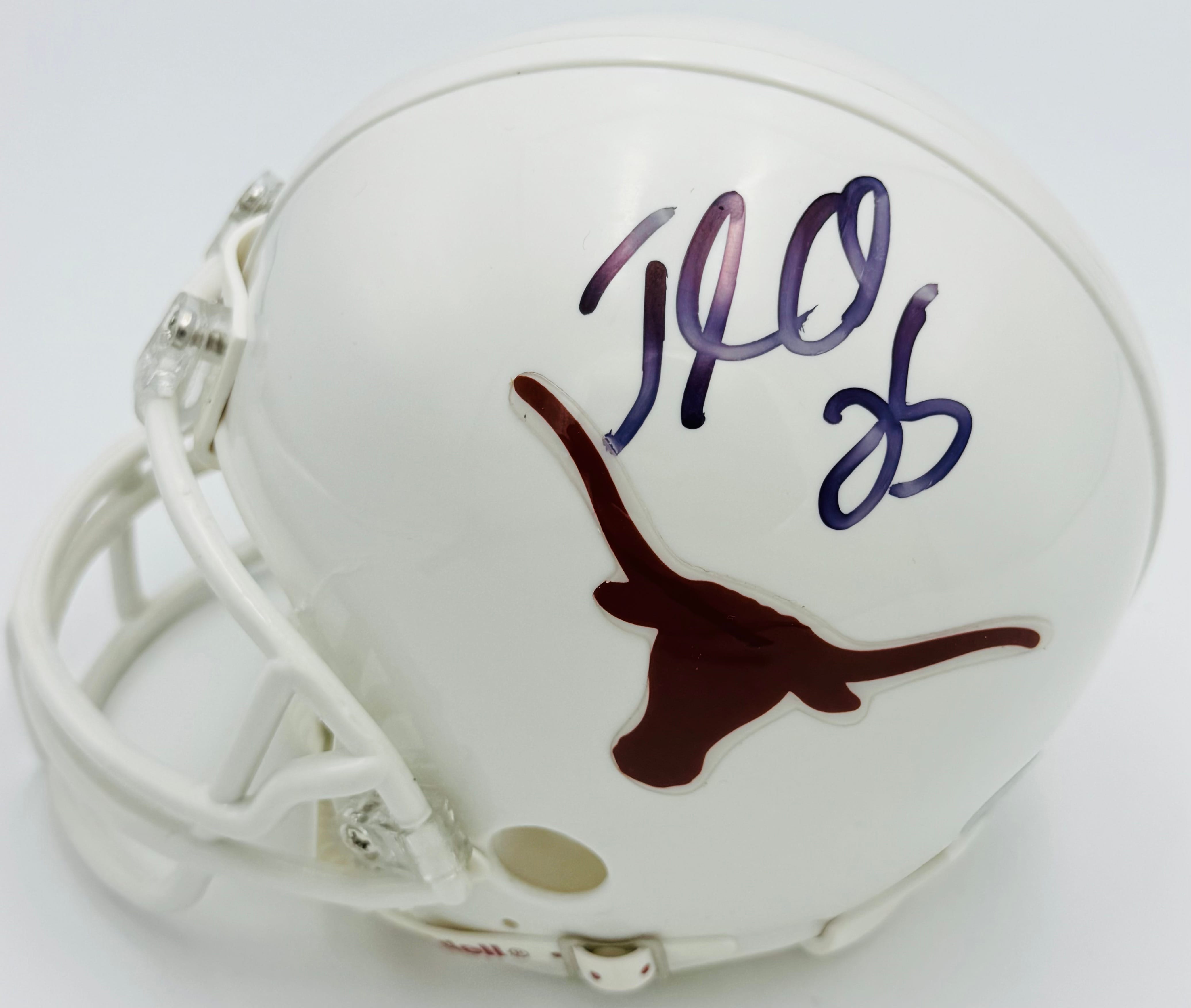 Jamaal Charles autograph, Jamaal Charles signed, Texas Longhorns memorabilia, signed mini helmet, Texas collectible, BAS authenticated, autographed mini helmet, running back autograph, Big 12 football memorabilia, college football memorabilia, Longhorns collectible, mini helmet display, NCAA memorabilia, Texas football autograph, Pro Bowl running back
