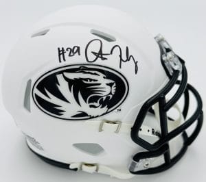 Ahmad Hardy autograph, Ahmad Hardy signed, Missouri Tigers memorabilia, Mizzou memorabilia, signed mini helmet, Missouri collectible, BAS authenticated, autographed mini helmet, running back autograph, SEC football memorabilia, college football memorabilia, Mizzou collectible, mini helmet display, NCAA memorabilia, Missouri football autograph