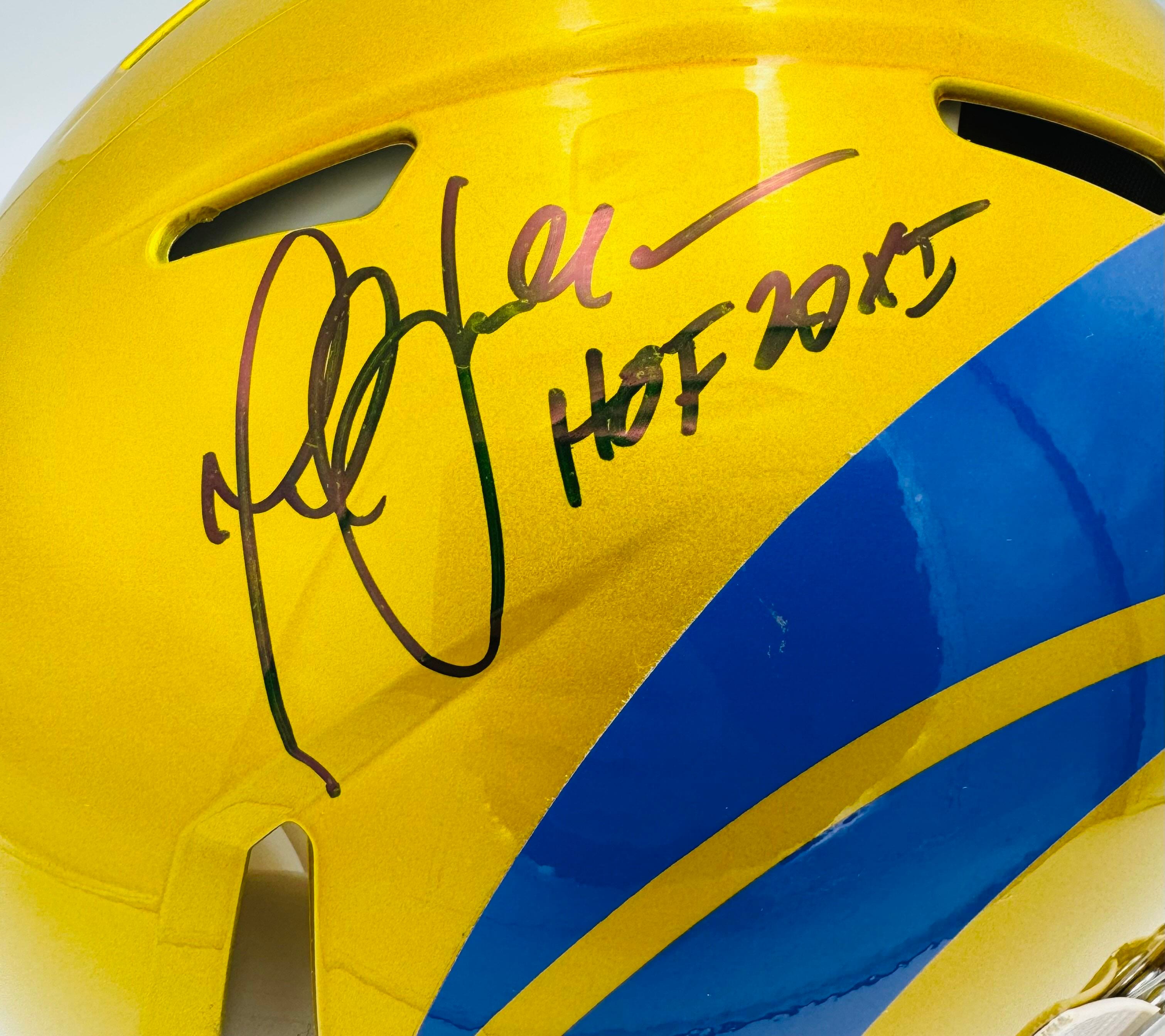Marshall Faulk Signed Los Angeles Rams Full Size Auth Helmet Autograph Bas 4 - Image 2