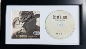 Jason Aldean autograph, Jason Aldean signed, Songs About Us memorabilia, framed CD booklet, country music memorabilia, BAS authenticated, autographed display, framed music display, music memorabilia, country star autograph, Jason Aldean collectible, Songs About Us CD, signed framed display, country music collectible, ACM artist memorabilia