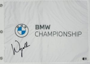 Wyndham Clark autograph, Wyndham Clark signed, BMW Championship memorabilia, 2026 BMW Championship winner, PGA Tour memorabilia, signed golf flag, BAS authenticated, autographed golf flag, golf tournament memorabilia, PGA Tour collectible, golf memorabilia, Wyndham Clark collectible, tournament flag autograph, U.S. Open champion memorabilia, Masters Tournament memorabilia