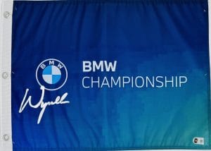 Wyndham Clark autograph, Wyndham Clark signed, BMW Championship memorabilia, 2026 BMW Championship winner, PGA Tour memorabilia, signed golf flag, BAS authenticated, autographed golf flag, golf tournament memorabilia, PGA Tour collectible, golf memorabilia, Wyndham Clark collectible, tournament flag autograph, U.S. Open champion memorabilia, Masters Tournament memorabilia