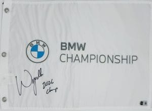 Wyndham Clark autograph, Wyndham Clark signed, BMW Championship memorabilia, 2026 BMW Championship winner, inscribed golf flag, rare golf memorabilia, PGA Tour memorabilia, signed golf flag, BAS authenticated, autographed golf flag, golf tournament memorabilia, PGA Tour collectible, golf memorabilia, U.S. Open champion memorabilia, Masters Tournament memorabilia