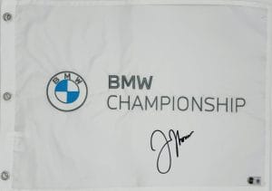 Justin Thomas autograph, Justin Thomas signed, BMW Championship memorabilia, 2019 BMW Championship winner, PGA Tour memorabilia, signed golf flag, BAS authenticated, autographed golf flag, golf tournament memorabilia, PGA Tour collectible, golf memorabilia, Justin Thomas collectible, tournament flag autograph, golf champion memorabilia, Masters Tournament memorabilia