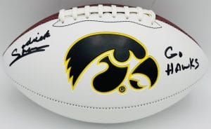 Sedrick Shaw autograph, Sedrick Shaw signed, Iowa Hawkeyes memorabilia, signed logo football, Iowa collectible, BAS authenticated, autographed football, Iowa football memorabilia, Big Ten football memorabilia, college football memorabilia, Hawkeyes collectible, football memorabilia, Iowa all-time rusher, running back autograph, Iowa Hall of Fame autograph