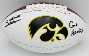Sedrick Shaw autograph, Sedrick Shaw signed, Iowa Hawkeyes memorabilia, signed logo football, Iowa collectible, BAS authenticated, autographed football, Iowa football memorabilia, Big Ten football memorabilia, college football memorabilia, Hawkeyes collectible, football memorabilia, Iowa all-time rusher, running back autograph, Iowa Hall of Fame autograph
