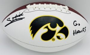 Sedrick Shaw autograph, Sedrick Shaw signed, Iowa Hawkeyes memorabilia, signed logo football, Iowa collectible, BAS authenticated, autographed football, Iowa football memorabilia, Big Ten football memorabilia, college football memorabilia, Hawkeyes collectible, football memorabilia, Iowa all-time rusher, running back autograph, Iowa Hall of Fame autograph
