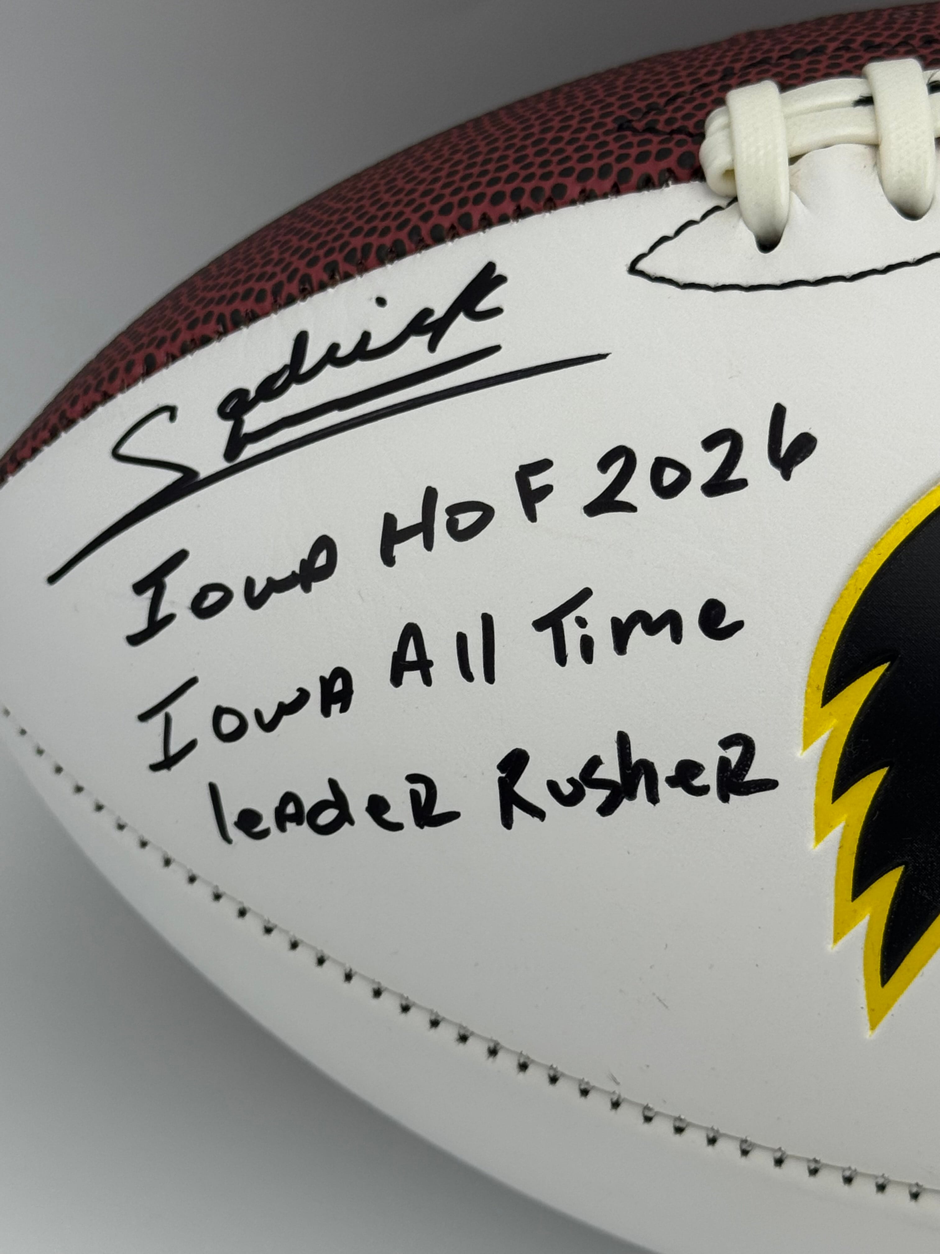 Sedrick Shaw Signed Iowa Hawkeyes Official Size Football Autograph Stats Bas K96 - Image 2