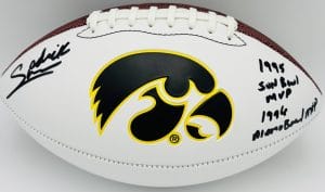 Sedrick Shaw autograph, Sedrick Shaw signed, Iowa Hawkeyes memorabilia, signed logo football, Iowa collectible, BAS authenticated, autographed football, Iowa football memorabilia, Big Ten football memorabilia, college football memorabilia, Hawkeyes collectible, football memorabilia, Iowa all-time rusher, running back autograph, Iowa Hall of Fame autograph