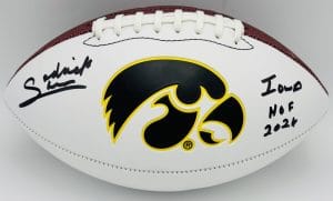 Sedrick Shaw autograph, Sedrick Shaw signed, Iowa Hawkeyes memorabilia, signed logo football, Iowa collectible, BAS authenticated, autographed football, Iowa football memorabilia, Big Ten football memorabilia, college football memorabilia, Hawkeyes collectible, football memorabilia, Iowa all-time rusher, running back autograph, Iowa Hall of Fame autograph