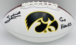 Sedrick Shaw autograph, Sedrick Shaw signed, Iowa Hawkeyes memorabilia, signed logo football, Iowa collectible, BAS authenticated, autographed football, Iowa football memorabilia, Big Ten football memorabilia, college football memorabilia, Hawkeyes collectible, football memorabilia, Iowa all-time rusher, running back autograph, Iowa Hall of Fame autograph