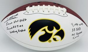 Sedrick Shaw autograph, Sedrick Shaw signed, Iowa Hawkeyes memorabilia, signed logo football, Iowa collectible, BAS authenticated, autographed football, Iowa football memorabilia, Big Ten football memorabilia, college football memorabilia, Hawkeyes collectible, football memorabilia, Iowa all-time rusher, running back autograph, Iowa Hall of Fame autograph