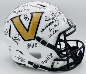 Vanderbilt Commodores team signed helmet, Jared Curtis autograph, Clark Lea autograph, 2026 Vanderbilt memorabilia, SEC football memorabilia, 2026 team signed helmet, BAS authenticated, Vanderbilt team collectible, college football memorabilia, Junior Sherrill autograph, Sedrick Alexander autograph, football memorabilia, Vanderbilt football autograph, Commodores roster autograph, five-star quarterback memorabilia