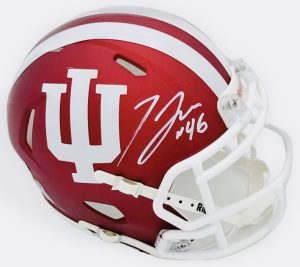 Isaiah Jones autograph, Isaiah Jones signed, Indiana Hoosiers memorabilia, national champion memorabilia, signed mini helmet, Indiana collectible, BAS authenticated, autographed mini helmet, linebacker autograph, Big Ten football memorabilia, college football memorabilia, Hoosiers collectible, mini helmet display, Big Ten linebacker, Indiana football autograph