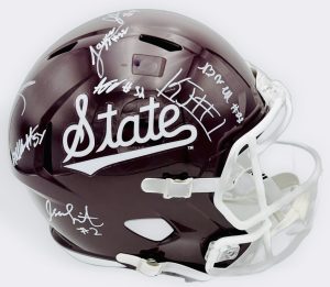 Mississippi State Bulldogs team signed helmet, Kamario Taylor autograph, Kelley Jones autograph, Isaac Smith autograph, Fluff Bothwell autograph, 2026 Mississippi State memorabilia, SEC football memorabilia, 2026 team signed helmet, Heisman contender memorabilia, college football memorabilia, BAS authenticated, Bulldogs team collectible, full size helmet display, Mississippi State football autograph, Bulldogs roster autograph