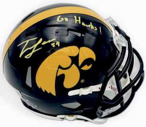 Trevor Lauck autograph, Trevor Lauck signed, Iowa Hawkeyes memorabilia, signed mini helmet, Iowa collectible, BAS authenticated, autographed mini helmet, offensive tackle autograph, Big Ten football memorabilia, college football memorabilia, Hawkeyes collectible, mini helmet display, Joe Moore Award, Iowa football autograph, offensive line autograph