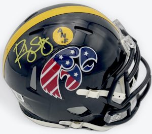 Ricky Stanzi autograph, Ricky Stanzi signed, Iowa Hawkeyes memorabilia, Stars and Stripes mini helmet, signed mini helmet, BAS authenticated, autographed mini helmet, quarterback autograph, Big Ten football memorabilia, college football memorabilia, Hawkeyes collectible, patriotic helmet display, Orange Bowl champion, mini helmet collectible, Iowa football autograph
