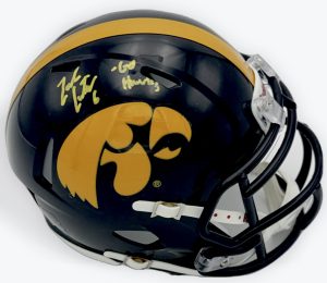 Zach Lutmer autograph, Zach Lutmer signed, Iowa Hawkeyes memorabilia, signed mini helmet, Iowa collectible, BAS authenticated, autographed mini helmet, defensive back autograph, Big Ten football memorabilia, college football memorabilia, Hawkeyes collectible, mini helmet display, NCAA memorabilia, Iowa football autograph, All-Big Ten defensive back