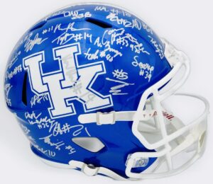 Kentucky Wildcats team signed helmet, Kenny Minchey autograph, Kenny Darby autograph, Coleton Price autograph, Willie Rodriguez autograph, Ty Bryant autograph, Jordan Castell autograph, Lance Heard autograph, Mikkel Skinner autograph, 2026 Kentucky Wildcats memorabilia, SEC football memorabilia, 2026 team signed helmet, BAS authenticated, college football memorabilia, Kentucky football autograph