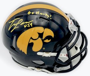 Trevor Lauck autograph, Trevor Lauck signed, Iowa Hawkeyes memorabilia, signed mini helmet, Iowa collectible, BAS authenticated, autographed mini helmet, offensive tackle autograph, Big Ten football memorabilia, college football memorabilia, Hawkeyes collectible, mini helmet display, Joe Moore Award, Iowa football autograph, offensive line autograph
