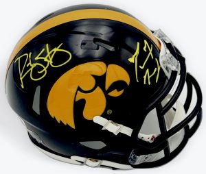 Ricky Stanzi autograph, Marvin McNutt autograph, Iowa Hawkeyes memorabilia, dual signed mini helmet, signed mini helmet, Iowa collectible, BAS authenticated, autographed mini helmet, quarterback autograph, wide receiver autograph, Big Ten football memorabilia, college football memorabilia, Hawkeyes collectible, Iowa all-time receiver, Iowa football autograph