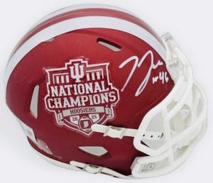 Isaiah Jones autograph, Isaiah Jones signed, Indiana Hoosiers memorabilia, national champion memorabilia, signed mini helmet, Indiana collectible, BAS authenticated, autographed mini helmet, linebacker autograph, Big Ten football memorabilia, college football memorabilia, Hoosiers collectible, mini helmet display, 2025 national champions, Indiana football autograph