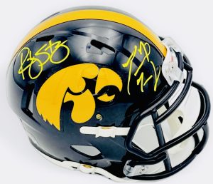 Ricky Stanzi autograph, Marvin McNutt autograph, Iowa Hawkeyes memorabilia, dual signed mini helmet, signed mini helmet, Iowa collectible, BAS authenticated, autographed mini helmet, quarterback autograph, wide receiver autograph, Big Ten football memorabilia, college football memorabilia, Hawkeyes collectible, Iowa all-time receiver, Iowa football autograph