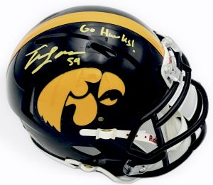 Trevor Lauck autograph, Trevor Lauck signed, Iowa Hawkeyes memorabilia, signed mini helmet, Iowa collectible, BAS authenticated, autographed mini helmet, offensive tackle autograph, Big Ten football memorabilia, college football memorabilia, Hawkeyes collectible, mini helmet display, Joe Moore Award, Iowa football autograph, offensive line autograph